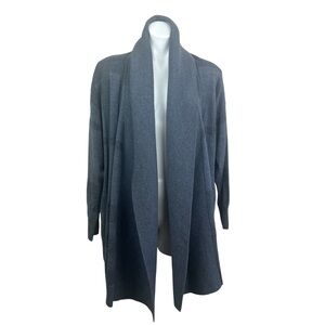 Burberry Olona Shawl Collar Open Front Cardigan Sweater M Gray Merino Wool